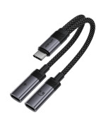 Аудиокабель ACEFAST J14 USB-C 2-in-1, Black