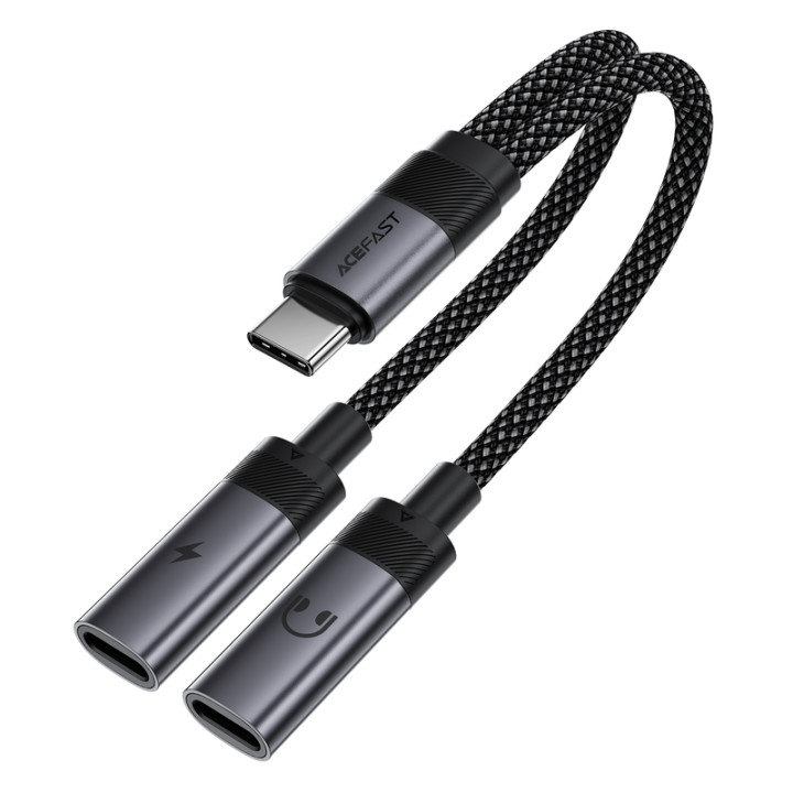 Аудіокабель ACEFAST J14 USB-C 2-in-1, Black