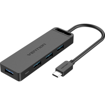 USB - Hab Vention 4-Port With Power Supply Type-C to 4-Port USB 3.0 0.5m, Black
