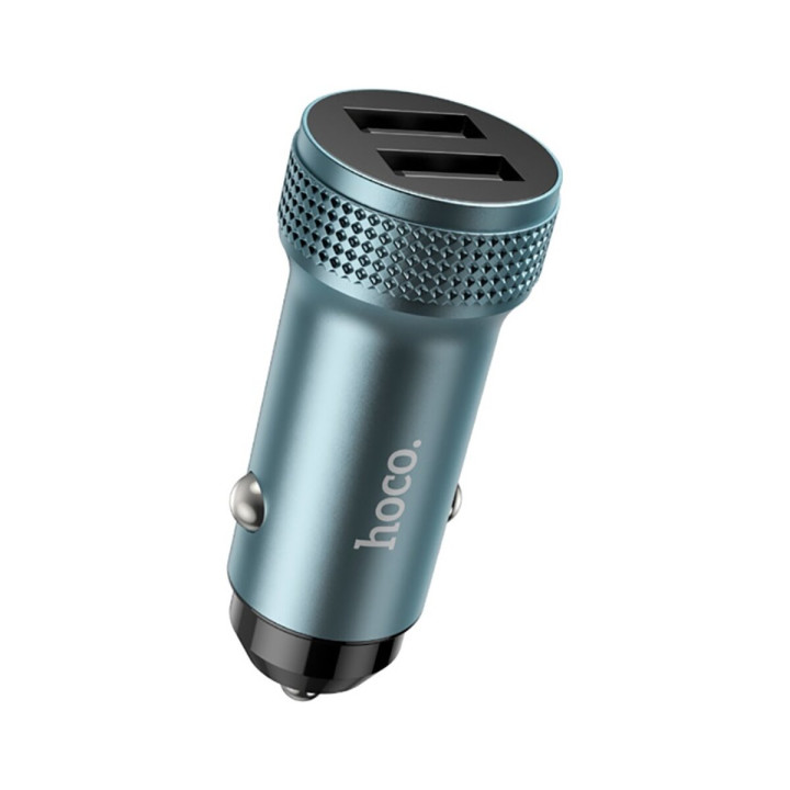 Автомобільний зарядний пристрій HOCO Z49 Level dual port 12W, Metal Gray