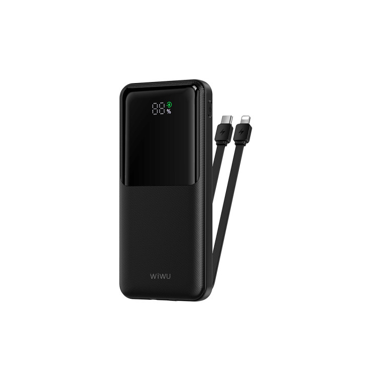 Зовнішній акумулятор Power Bank WIWU Wi-P081 22.5W with cable Lightning / Type-C 10000mAh, Black