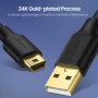 USB Data-Кабель UGREEN US132 USB 2.0 A Male to Mini 5 Pin Male Cable 1m, Black