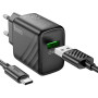 Сетевое зарядное устройство HOCO CS21A USB QC3.0 18W кабель USB - Type-C 1m, Black