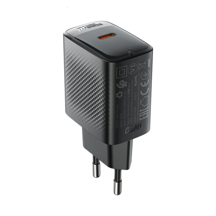 Мережевий зарядний пристрій ACEFAST A104 PD25W / QC3,0 2,1А, Black