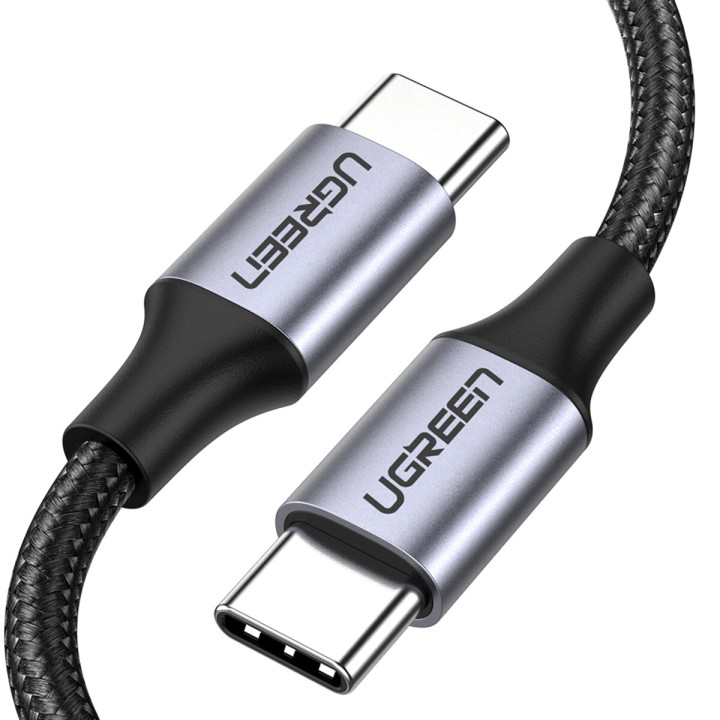 Data - Кабель UGREEN US261 Type-C to Type-C Fast Charging Cable 3A 1м, Gray Black