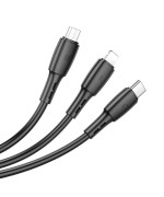 Data Кабель BOROFONE BX71 USB to Lightning Type-C Micro 2A 1m, Black
