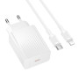 Сетевое зарядное устройство BOROFONE BAS75A с кабелем USB-C to Lightning, White