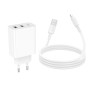Мережевий зарядний пристрій BOROFONE BA105A з кабелем USB-A to Lightning, White