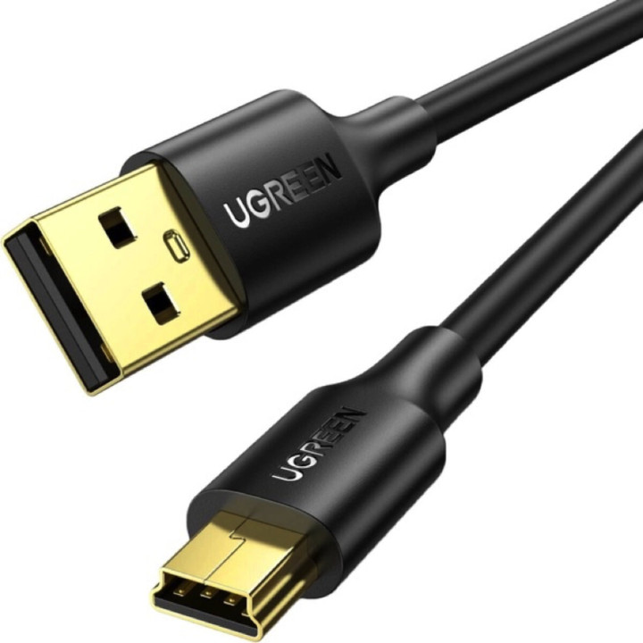 USB Data-Кабель UGREEN US132 USB 2.0 A Male to Mini 5 Pin Male Cable 1m, Black