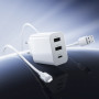 Мережевий зарядний пристрій BOROFONE BA105A з кабелем USB-A to Lightning, White