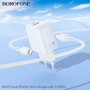 Сетевое зарядное устройство BOROFONE BN29 Fuente PD30W / QC3.0 cable Type-C to Lightning 1m, White