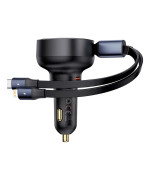 Автомобильное зарядное устройство Baseus Enjoyment Pro Car Charger C / Retractable C & iP Cable 60W Cluster, Black ( C00057802111-00 )