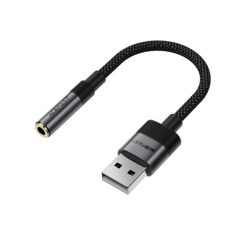 Аудіокабель ACEFAST J13 USB to 3.5mm female 0.15m, Black