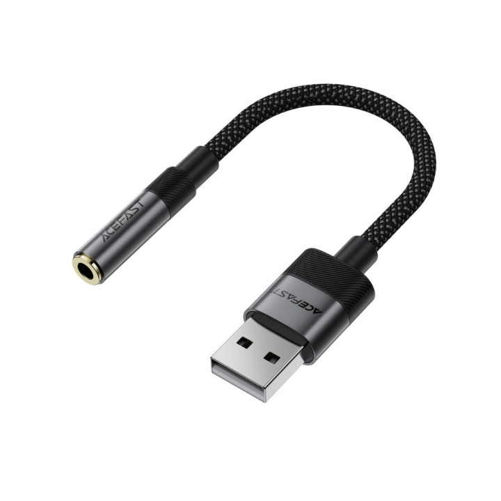 Аудіокабель ACEFAST J13 USB to 3.5mm female 0.15m, Black