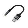 Аудіокабель ACEFAST J13 USB to 3.5mm female 0.15m, Black