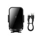 Автотримач для смартфона Baseus Halo Electric Wireless Charging 15W, Black