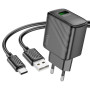 Сетевое зарядное устройство HOCO CS21A USB QC3.0 18W кабель USB - Type-C 1m, Black