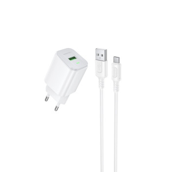 Мережевий зарядний пристрій BOROFONE BAS82A з кабелем USB-A to Micro-USB, White