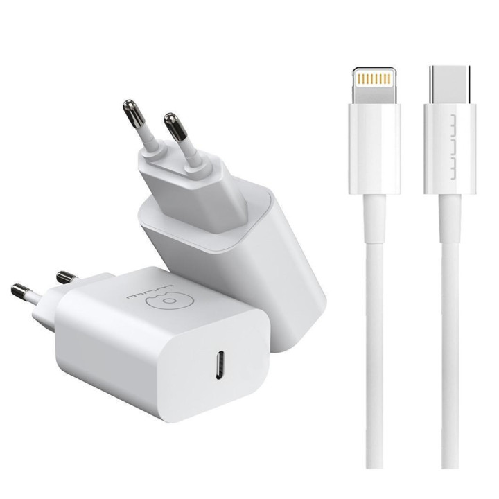 Мережевий зарядний пристрій WUW T81L PD20W USB-C to Lightning, White