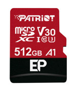 Карта памяти Patriot microSDXC UHS-1 U3 512Gb class 10 R-100MB/s, W-80MB/s SD адаптер