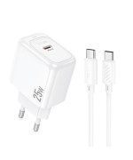 Мережевий зарядний пристрій HOCO CS53A PD25W кабель Type-C to Type-C, White