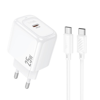 Мережевий зарядний пристрій HOCO CS53A PD25W кабель Type-C to Type-C, White