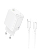 Мережевий зарядний пристрій BOROFONE BN28 Fuente single port PD30W / QC3.0 cable Type-C to Lightning, White