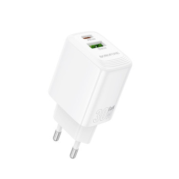 Мережевий зарядний пристрій BOROFONE BN29 Fuente PD30W / QC3.0, White
