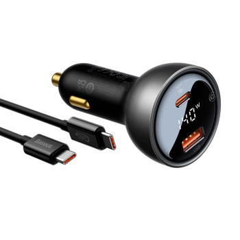 Автомобільний зарядний пристрій Baseus Digital Display PD3.1 USB Type-C 140W, Black