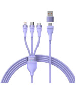 Кабель Baseus Flash Series Ⅱ Two-for-three Charging USB / Type-C to Micro-USB / Lightning / Type-C 100W 1.2m, Purple