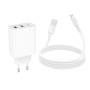 Сетевое зарядное устройство BOROFONE BA105A с кабелем USB-A to MicroUSB, White