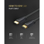 Видео кабель HDMI UGREEN ED015 HDMI Flat Cable 3m, Black