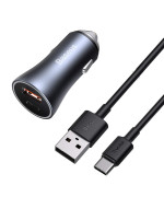 Автомобильное зарядное устройство Baseus Golden Contactor Pro Dual Quick Charger U/C 40W USB For Type-C 5A 1.0m, Dark Gray ( TZCCJD-0G )