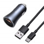 Автомобільний зарядний пристрій Baseus Golden Contactor Pro Dual Quick Charger U/C 40W USB For Type-C 5A 1.0m, Dark Gray  ( TZCCJD-0G )