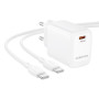 Мережевий зарядний пристрій BOROFONE BN28 PD30W / QC3.0 2.5 A cable Type-C to Type-C, White