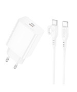 Мережевий зарядний пристрій BOROFONE BA21A Pro PD20W Cable Type-C to Type-C 1m, White