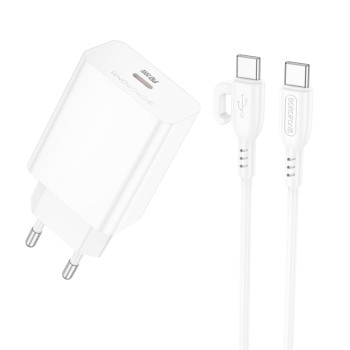 Сетевое зарядное устройство BOROFONE BA21A Pro PD20W cable Type-C to Type-C 1m, White