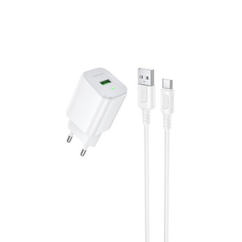 Мережевий зарядний пристрій BOROFONE BAS82A з кабелем USB-A to Type-C, White