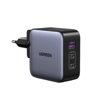 Мережевий Зарядний пристрій UGREEN CD296 UGR-90409 GaN 65W Fast Charger 3-Port, Gray