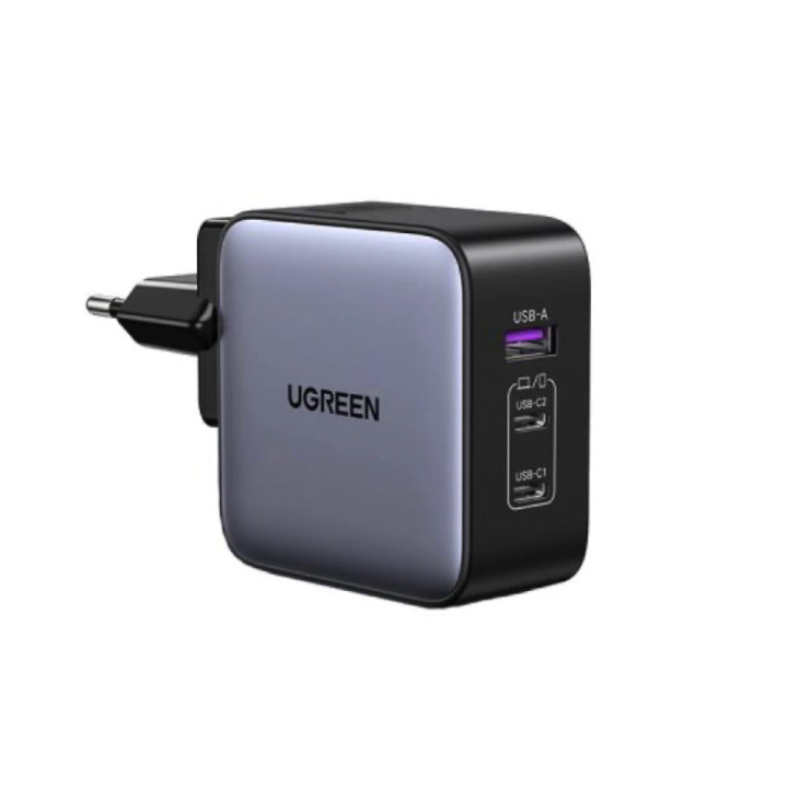 Сетевое зарядное устройство UGREEN CD296 UGR-90409 GaN 65W Fast Charger 3-Port, Gray