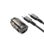 Автомобильное зарядное устройство BOROFONE BZ29A Talented PD36W + QC3.0 Cable Type-C to Type-C 1m, Black