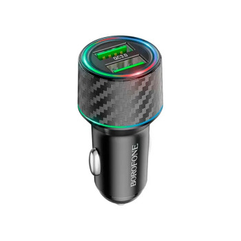 Автомобильное зарядное устройство BOROFONE BZ21A Brilliant 36W dual port QC3.0, Black