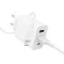 Сетевое зарядное устройство BOROFONE BA105A с кабелем USB-A to MicroUSB, White