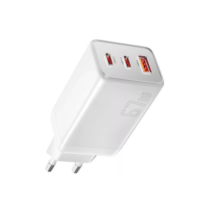 Зарядное устройство ESSAGER ECT67W-LJB02-Z Gan USB 2Type-C 67W, White