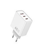 Мережевий зарядний пристрій WIWU Essen GaN Wi-G005 USB QC3.0 / Type-C PD65W, White
