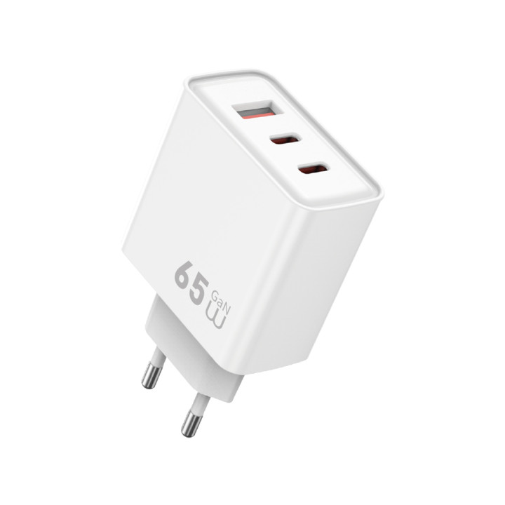 Сетевое зарядное устройство WIWU Essen GaN Wi-G005 USB QC3.0 / Type-C PD65W, White