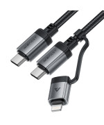 Data - Кабель ACEFAST C20-01 Type-C to Type-C / Lightning 1.2 м, Black