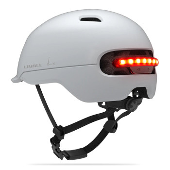Захисний шолом Livall C20 (57-61 см), білий - індикація гальмування, White
