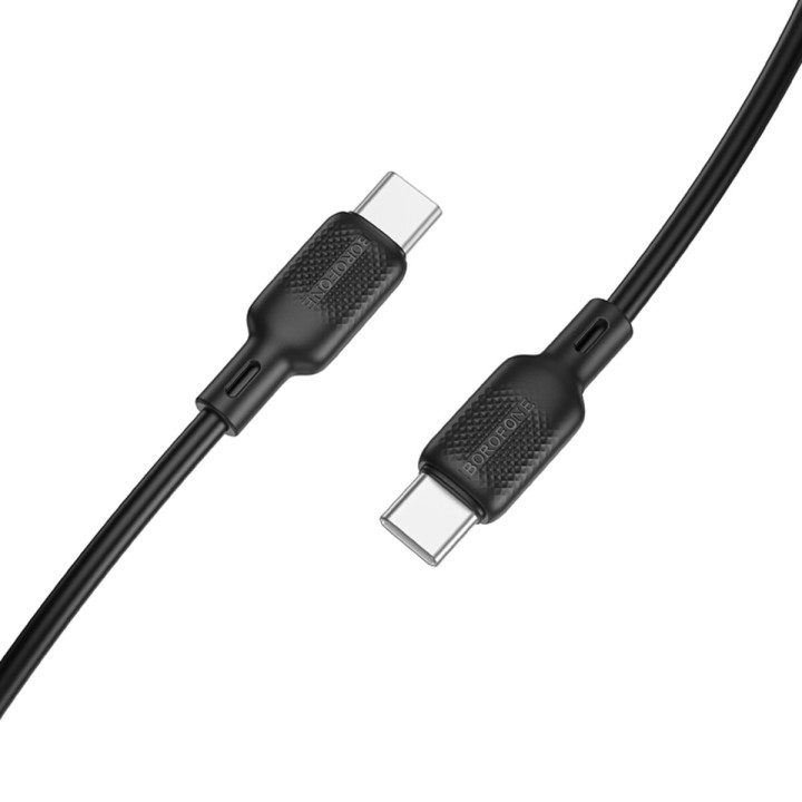 Data Кабель BOROFONE BX113 Lenny 60W silicone charging data cable Type-C to Type-C, Black