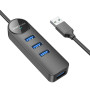 USB Хаб Borofone DH5 Erudite 4-in-1 adapter USB3.0*4 1.2M, Black